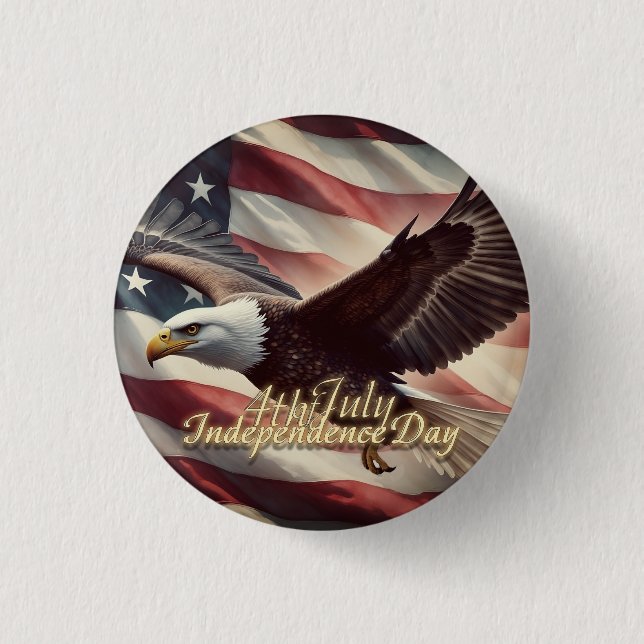 4th of July Eagle with American Flag 3 Cm Round Badge (Front)
