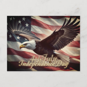4th of July Eagle with American Flag Holiday Postcard