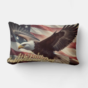 4th of July Eagle with American Flag Lumbar Cushion