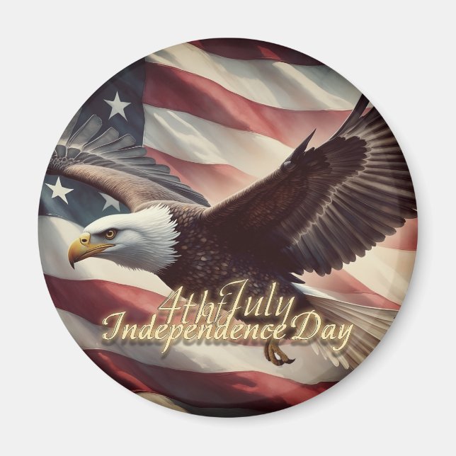 4th of July Eagle with American Flag Magnet (Front)