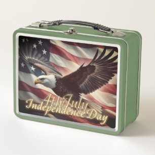 4th of July Eagle with American Flag Metal Lunch Box