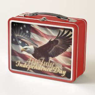 4th of July Eagle with American Flag Metal Lunch Box