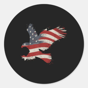 4th Of July Eagle With Usa American Flag Gift Tee Classic Round Sticker