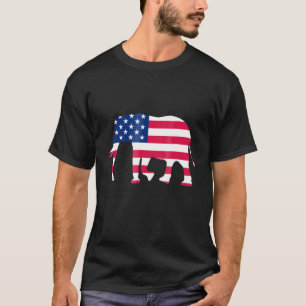 4th Of July Elephant Red White Blue Usa American F T-Shirt