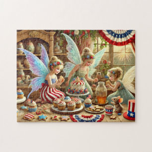 4th of July Fairy Tea Party Patriotic Dessert Tabl Jigsaw Puzzle