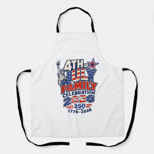 4th of July Family Celebration 2026 250 Years 1776 Apron