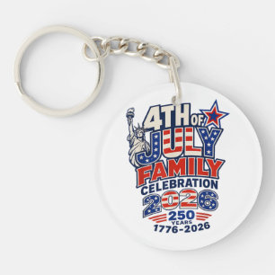 4th of July Family Celebration 2026 250 Years 1776 Key Ring