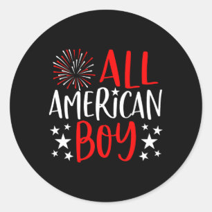 4th Of July Family Matching Shirts All American Bo Classic Round Sticker