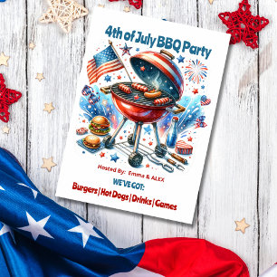 4th of July Family Reunion Bakyard BBq Party Invitation