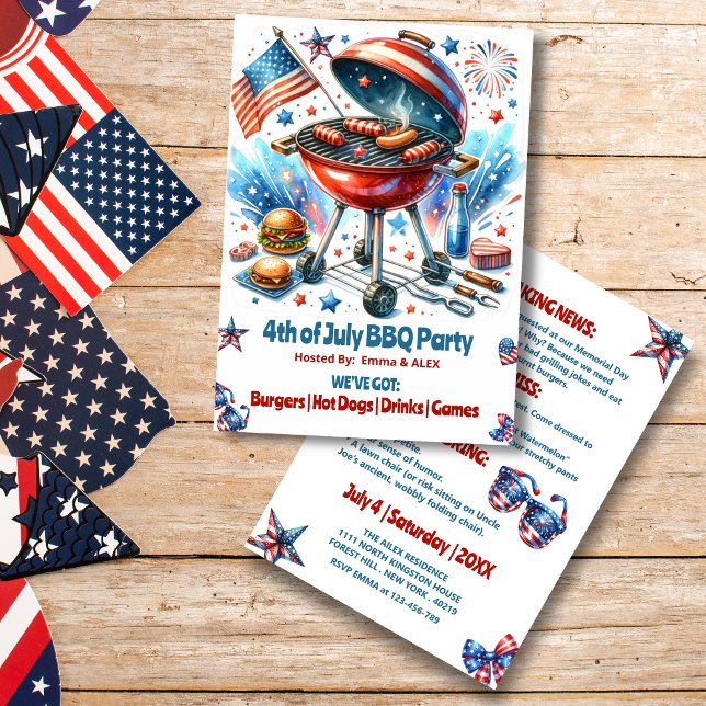 4th of July Family Reunion Bakyard BBq Party Invitation (Creator Uploaded)