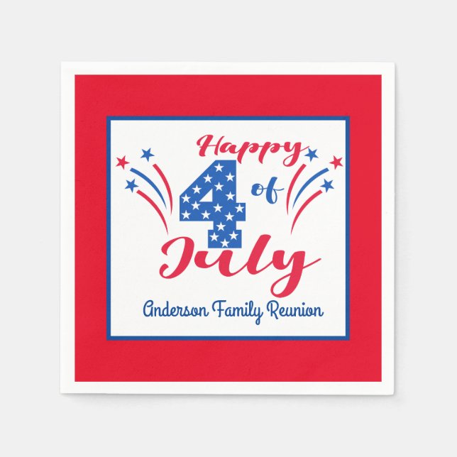 4th of July Family Reunion Celebration Napkin (Front)