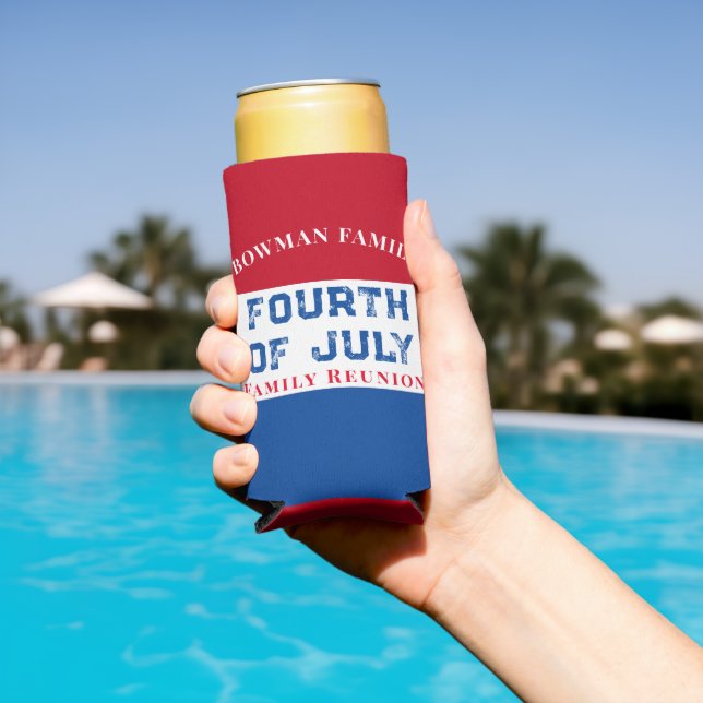 4th of July Family Reunion Summer Party Custom Seltzer Can Cooler (In Situ Pool)