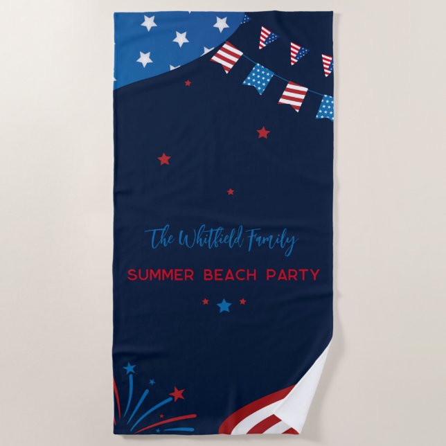 4th of July Family Summer Beach Tropical Vacation Towel (Front)