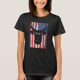 4th Of July Farmer American Farm Cow Tractor Flag T-Shirt