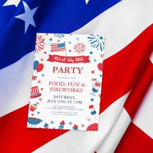 4th of July festival barbecue border frame Invitation