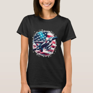 4th Of July Fighter Jet Aeroplane Red White Blue I T-Shirt