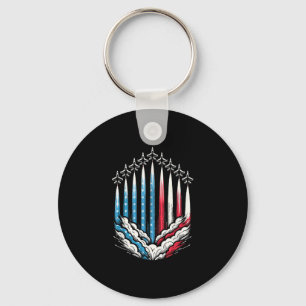 4th Of July Fighter Jet Aeroplane Usa Flag Memoria Key Ring
