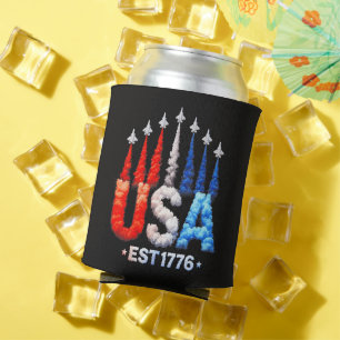 4th Of July Fighter Jets Usa Patriotic Can Cooler
