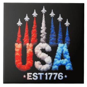4th Of July Fighter Jets Usa Patriotic Ceramic Tile