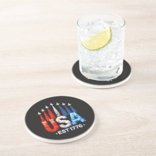 4th Of July Fighter Jets Usa Patriotic Coaster