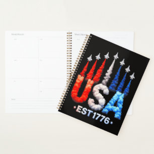 4th Of July Fighter Jets Usa Patriotic Planner