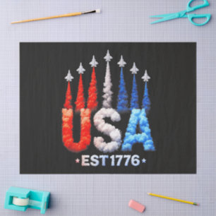 4th Of July Fighter Jets Usa Patriotic Tissue Paper