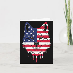 4th of July Finnish Stz Dog AAAmerican Flag Card