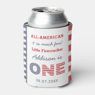 4th Of July Firecracker 1st Birthday Party Favour Can Cooler