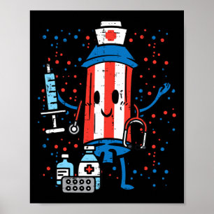 4th Of July Firecracker Nurse Funny America Scrub  Poster