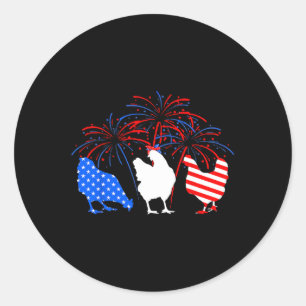 4th Of July Firework American Flag Chicken Farm Classic Round Sticker