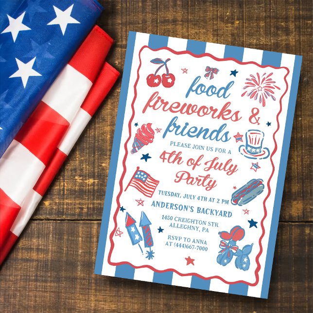 4th of July Fireworks America Flag BBQ Invitation (Creator Uploaded)