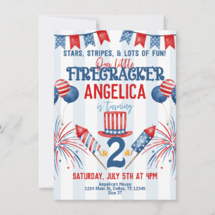 4th of July Fireworks Birthday Party Invitation