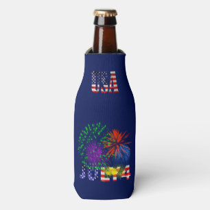 4th of July Fireworks Bottle Cooler