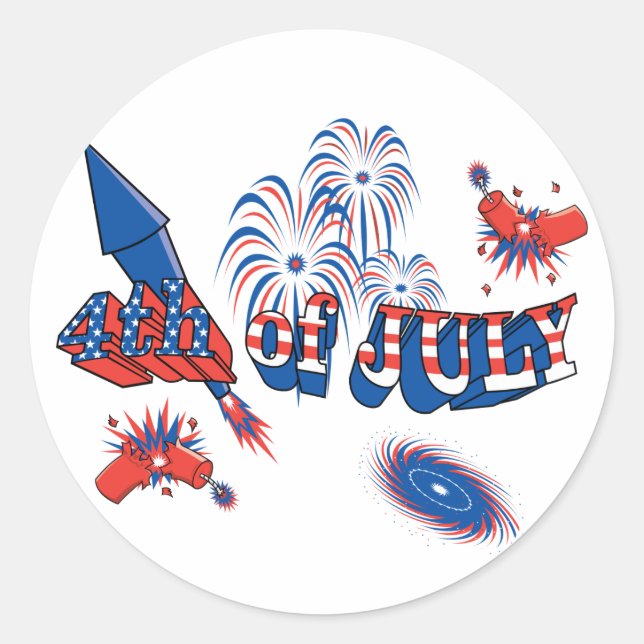 4th of July Fireworks Classic Round Sticker (Front)