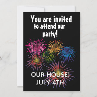 4TH OF JULY FIREWORKS CUSTOM INVITATIONS