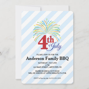 4th of July Fireworks Family BBQ Invite