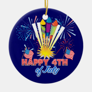 4th of July Fireworks Fun Ceramic Tree Decoration
