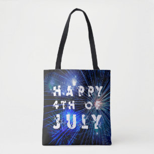 4th of July Fireworks in Blue Hue Happy 4th Tote Bag