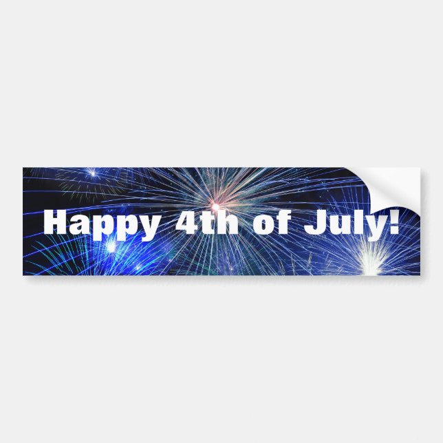 4th of July Fireworks in Blue Independence Day Bumper Sticker (Front)