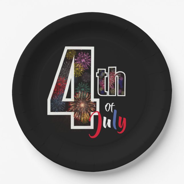 4th of July fireworks Paper Plate (Front)
