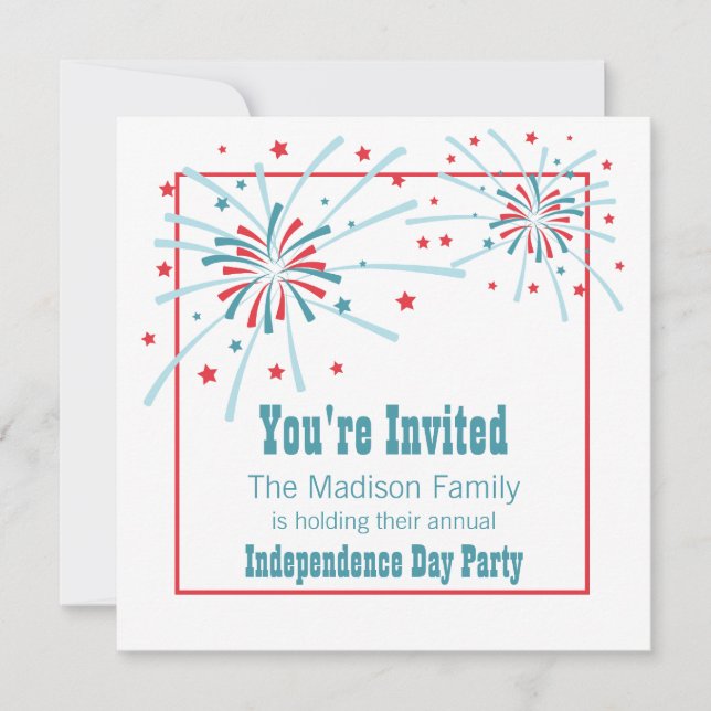 4th of July Fireworks Party Invitation (Front)