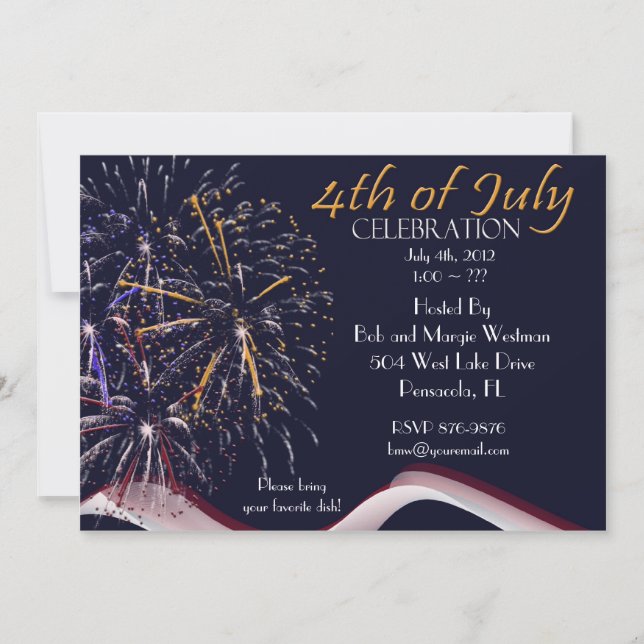 4th of July Fireworks Party Invitations (Front)