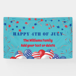 4th of July Fireworks Personalised Party  Banner
