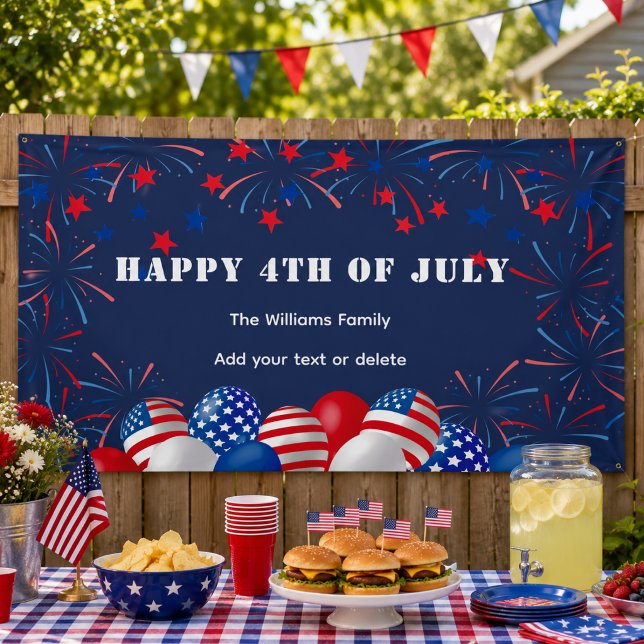 4th of July Fireworks Personalised Party  Banner (Creator Uploaded)