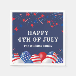 4th of July Fireworks Personalised Party Napkin