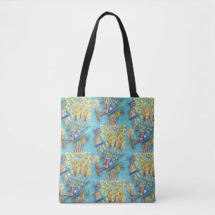 4TH OF JULY FIREWORKS ROBOT, STEAMPUNK TOTE BAG