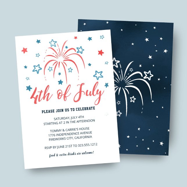 4th of July Fireworks Stars Party Invitation (Creator Uploaded)