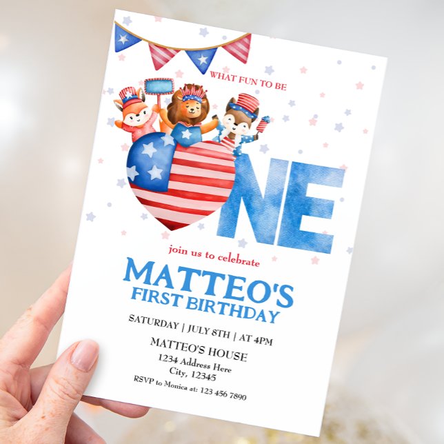 4th of July First Birthday Invitation (Creator Uploaded)