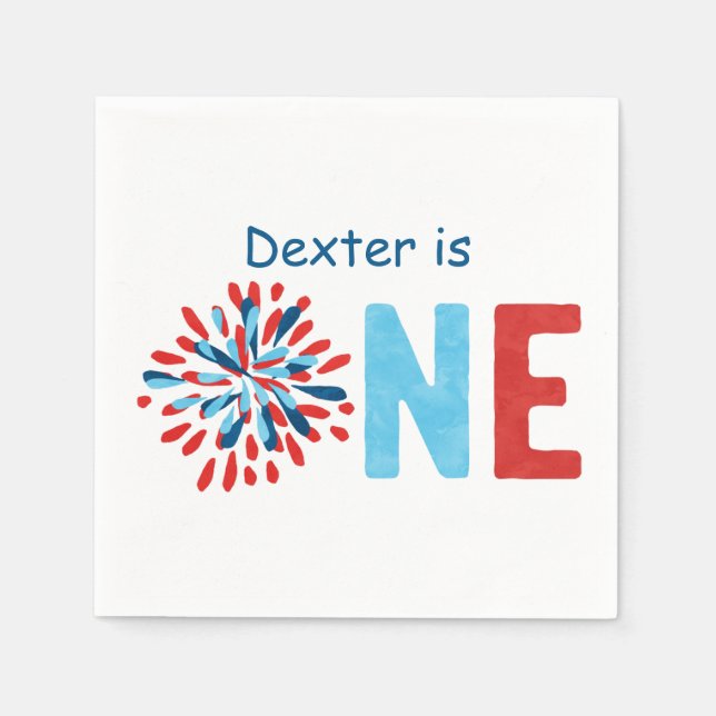 4th of July First Birthday  Napkin (Front)