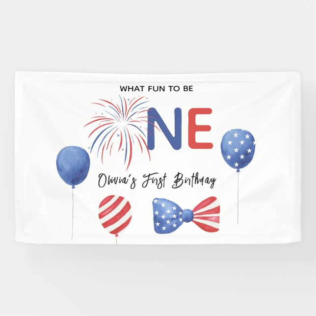 4th of July First Birthday Party Banner (Horizontal)